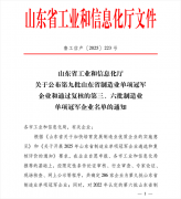 公司入选第九批山东省制